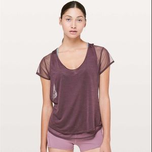 Lululemon Set The Course Short Sleeve Arctic Plum Purple Mesh Top Shirt 4
